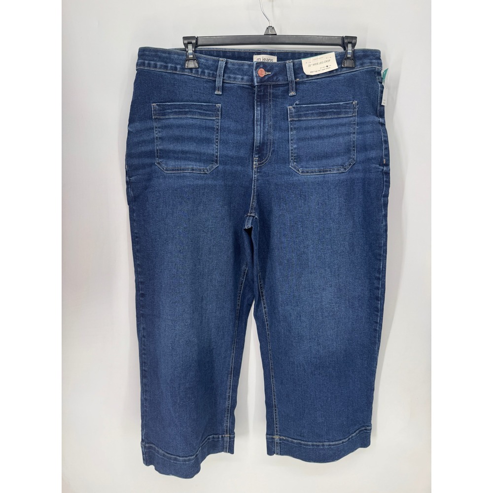 Maurices Jeans Women 20W Blue NWT Wide Leg Crop High Rise Super Stretch Pockets
